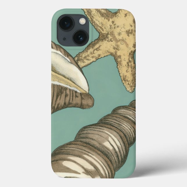 Small Shell Trio on Teal Case-Mate iPhone Case (Back)