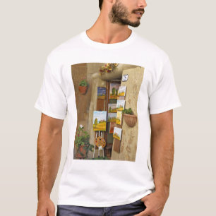 Small shope with artwork for sale on sidewalk T-Shirt