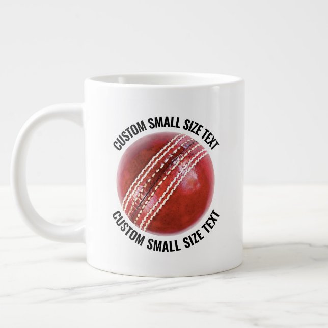 Small Size Personalized Text Cricket Ball Custom Large Coffee Mug (Left)