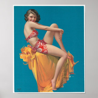 ■● Small size Vintage pin up girl Retro art ●■ Poster