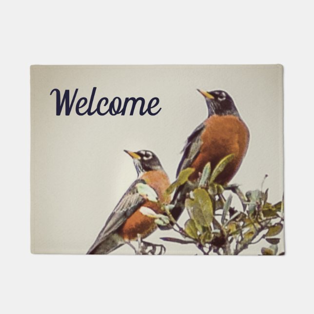 Small sized "Pair of Robins" Doormat (Front)