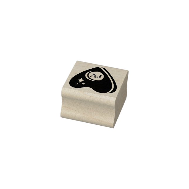 Small Spirit Board Planchette with Initials  Rubber Stamp (Stamp)