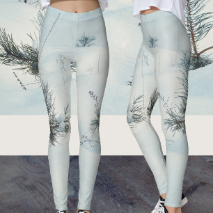 Small spruces covered with fresh snow leggings