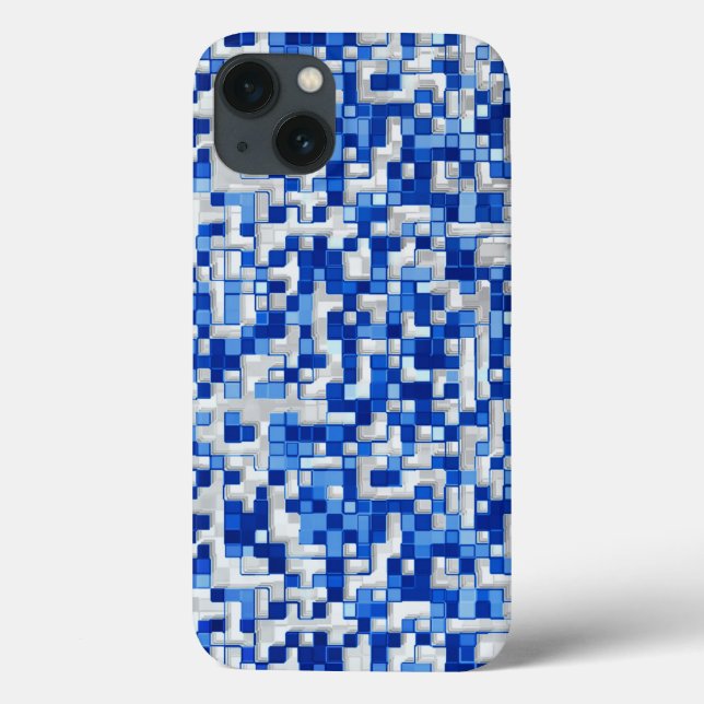 Small squares scattered, tones of blue with white Case-Mate iPhone case (Back)