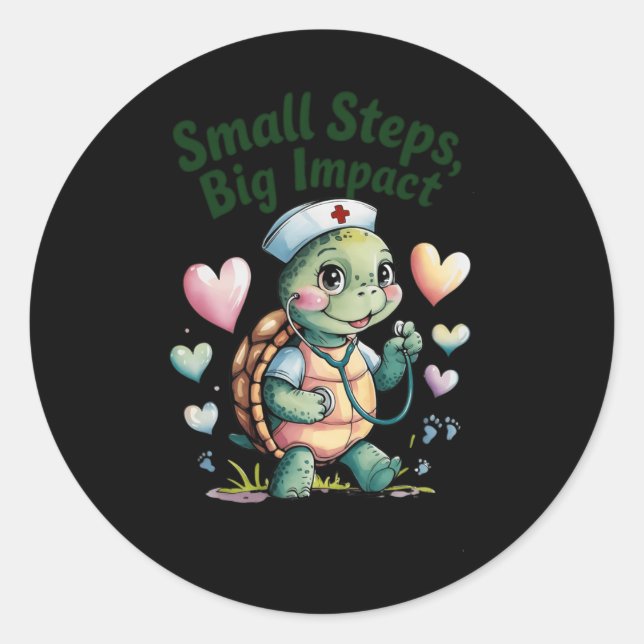Small Steps Big Impact Nurse Turtle Art Sticker  (Front)