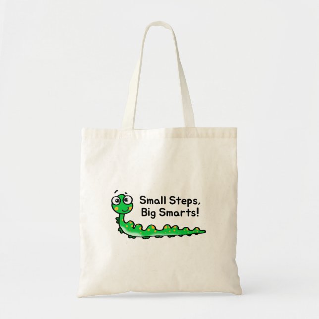 Small Steps Big Smarts Caterpillar Cartoon Tote Bag (Front)