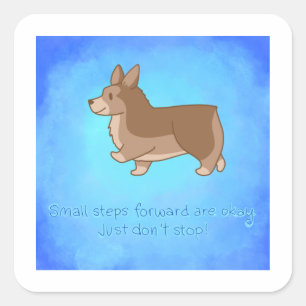 "Small Steps Forward" Corgi Stickers
