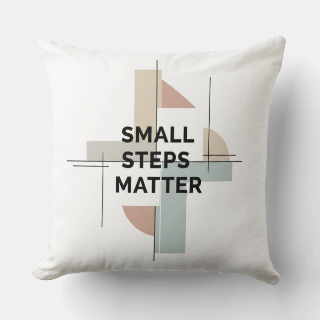 Small Steps Matter Geometric Throw Pillow (Front)