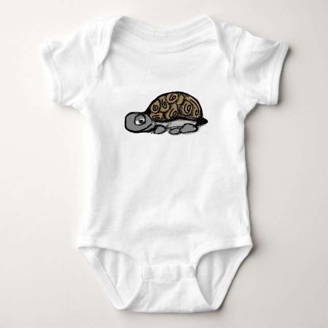 Small Steps Tortoise Babysuit Baby Bodysuit (Front)
