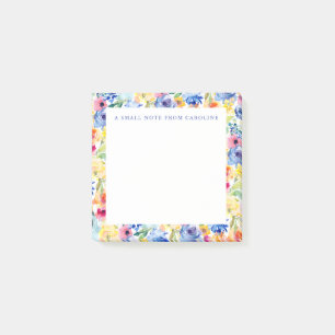 Small Sticky Notepad Colorful Watercolor Floral
