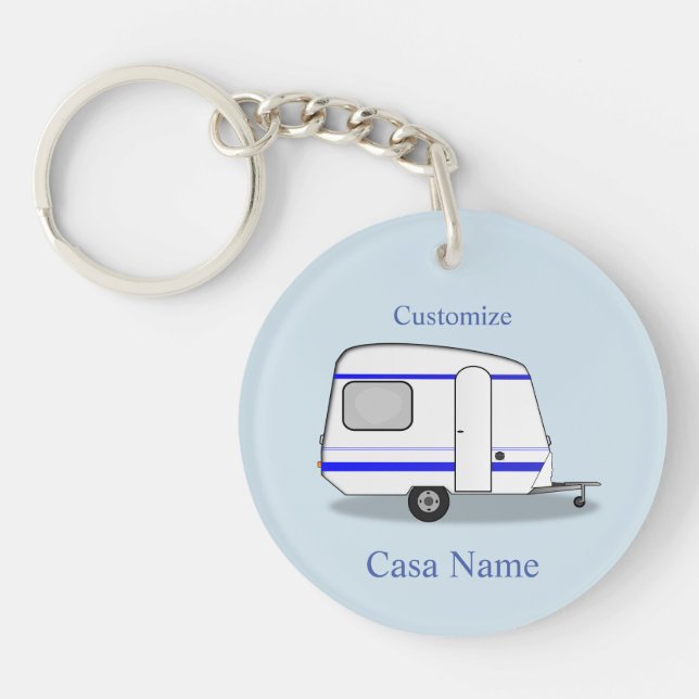 Small streamlined trailer gypsy caravan keychain (Front)