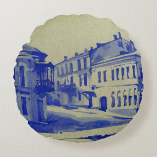 Small streets in the old town round pillow