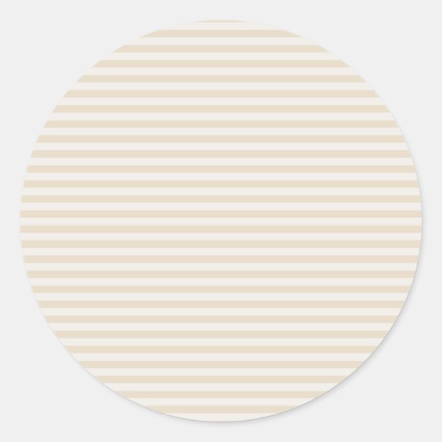 Small Stripes Beige Ivory Classic Round Sticker (Front)