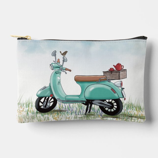 Small Teal Scooter  Accessory Pouch (Front)