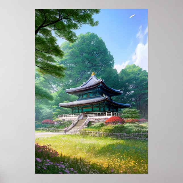 Small Temple in The Garden Poster (Front)