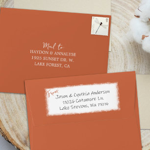 Small Terracotta Orange, Addressed RSVP Envelope