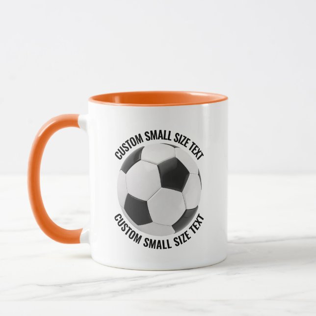 Small Text ORANGE Combo 11oz Custom Soccer Mug (Left)