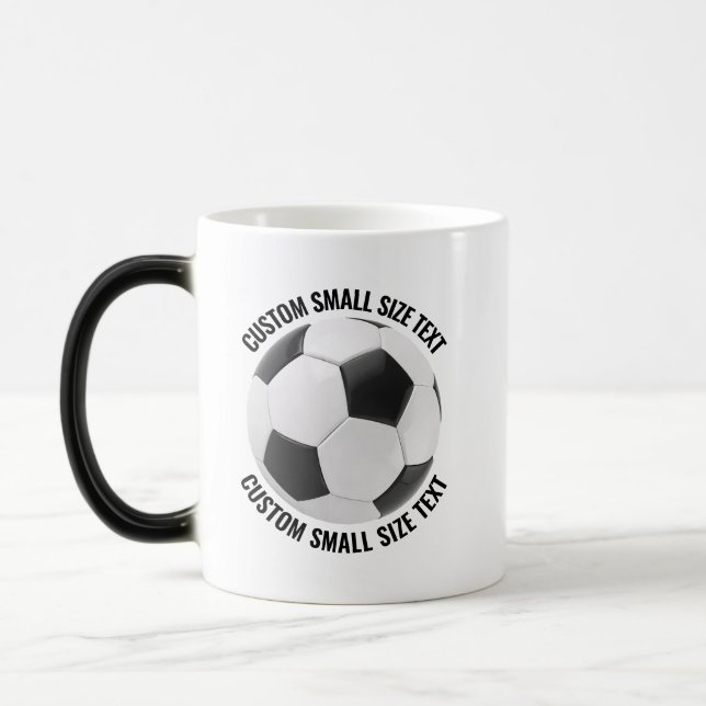 Small Text & Soccer Ball 11oz Custom Heat Changing Magic Mug (Left)