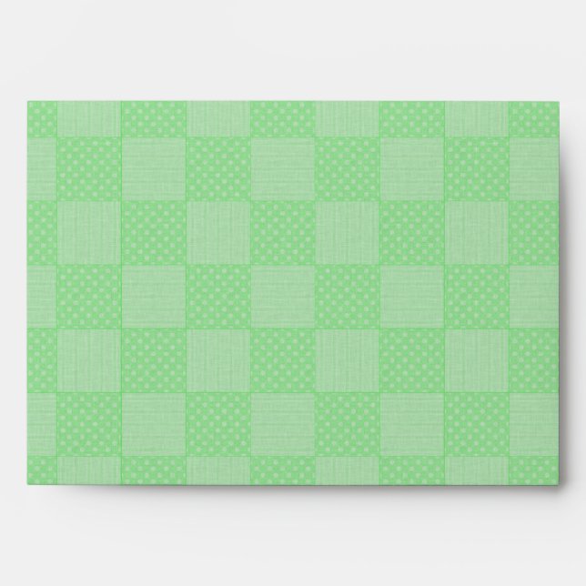 Small Textured Green Patchwork Pattern Envelopes (Front)