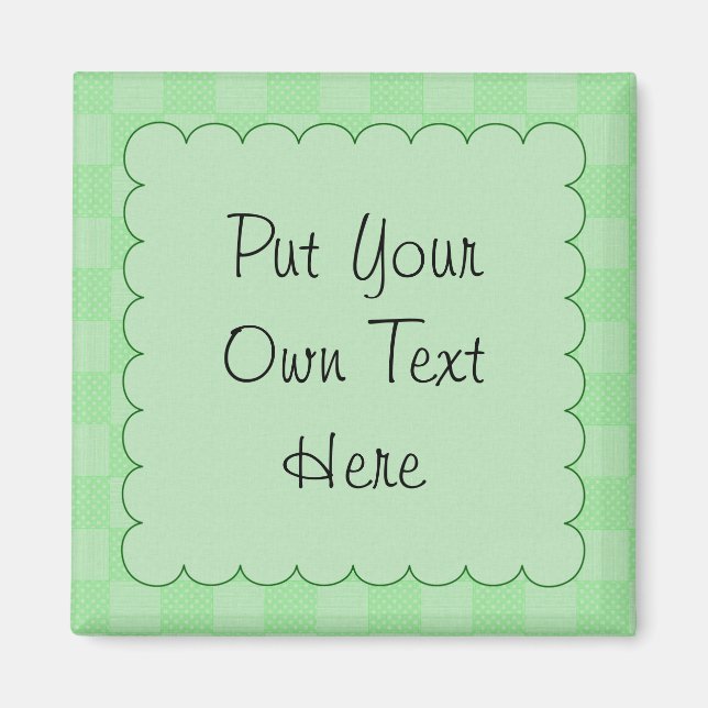 Small Textured Green Patchwork Pattern Magnet (Front)