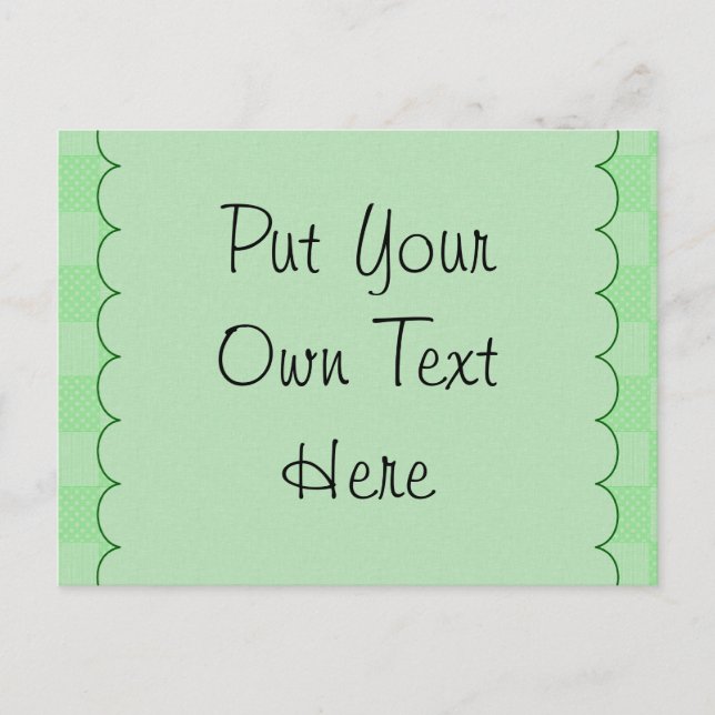 Small Textured Green Patchwork Pattern Postcard (Front)