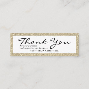 Small Thank you for order gold frame  Mini Business Card