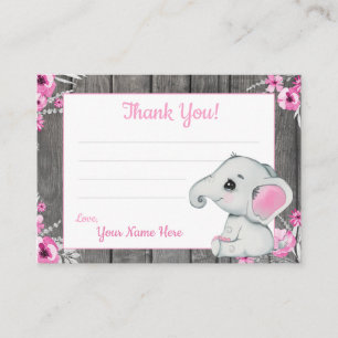 Small Thank You Tags with Text Elephant Pink Grey