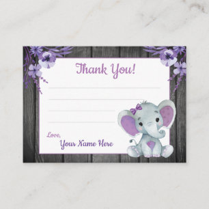 Small Thank You Tags with Text Elephant Purple