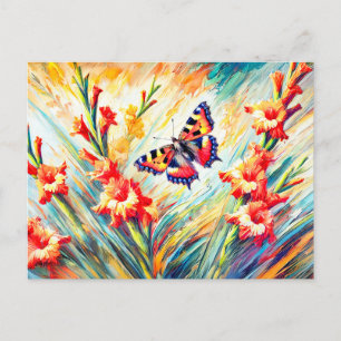 Small Tortoiseshell Butterfly with Gladiolus in Oi Postcard
