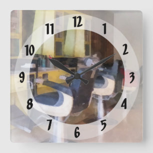Small Town Barber Shop Square Wall Clock