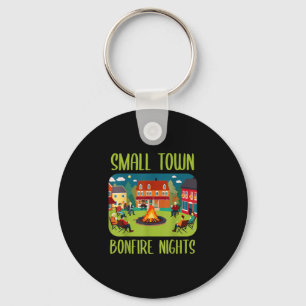 Small town bonfire nights fall autumn season keychain