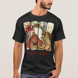 Small Town Christmas- Rustic Barn and Cowboy Boots T-Shirt