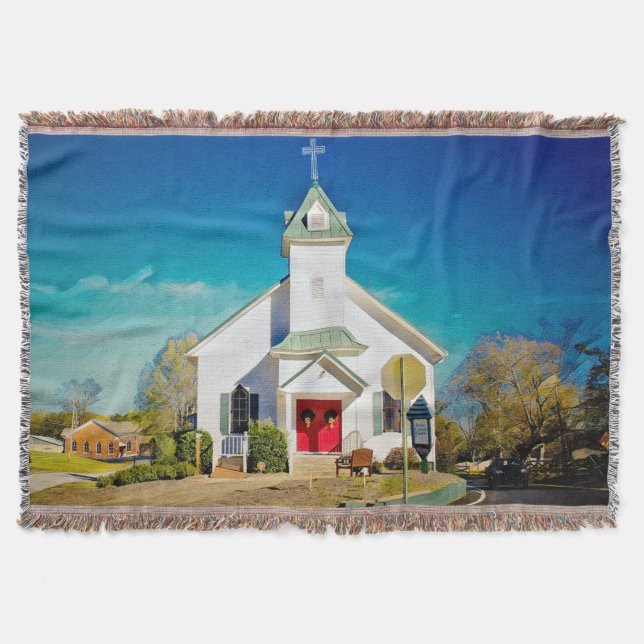 SMALL TOWN CHURCH Throw Blanket (Front)