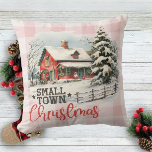 Small Town Country Christmas Throw Pillow