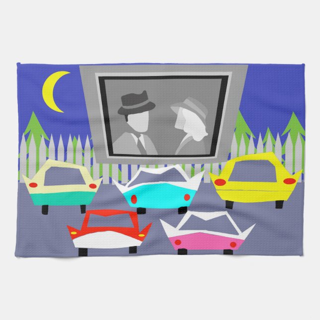 Small Town Drive-In Movie Kitchen Towel (Horizontal)
