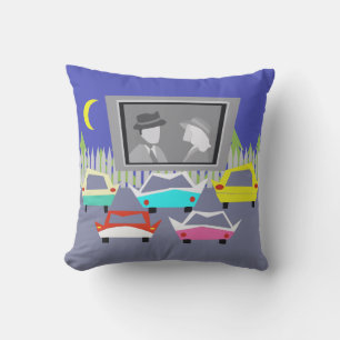 Small Town Drive-In Movie Outdoor Pillow