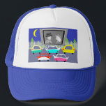 Small Town Drive-In Movie Trucker Hat<br><div class="desc">Pass the popcorn! This Small Town Drive-In Movie Trucker Hat will transport you to a simpler time, when gas was cheap, rock and roll was young, and the movie stars of Hollywood's Golden Age shined brighter than the night sky. The design features the rear view of five, virtually indestructible, retro...</div>