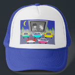 Small Town Drive-In Movie Trucker Hat<br><div class="desc">Pass the popcorn! This Small Town Drive-In Movie Trucker Hat will transport you to a simpler time, when gas was cheap, rock and roll was young, and the movie stars of Hollywood's Golden Age shined brighter than the night sky. The design features the rear view of five, virtually indestructible, retro...</div>
