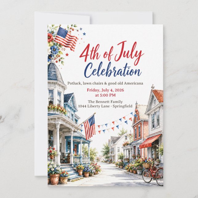 Small Town Fourth of July Celebration Invitation (Front)