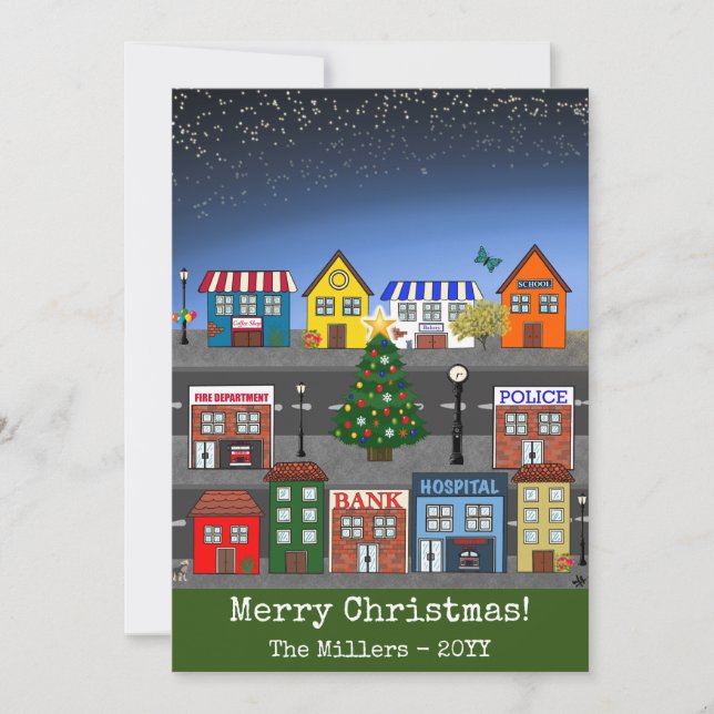 Small Town Neighbourhood | Merry Christmas Holiday Card (Front)