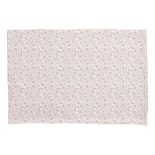 Small Trailing Block Print Floral - Pink Pillowcase