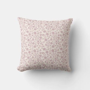 Small Trailing Block Print Floral - Pink Throw Pillow