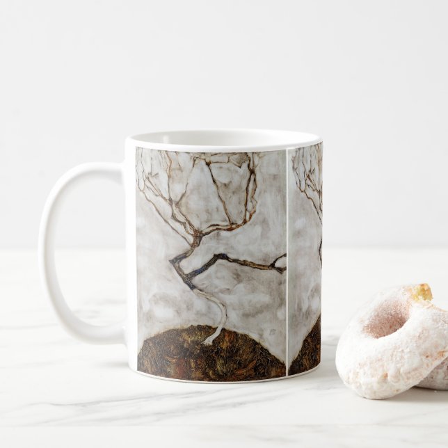 Small Tree In Late Autumn by Egon Schiele Coffee Mug (With Donut)