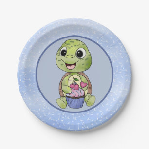 small turtle paper plate