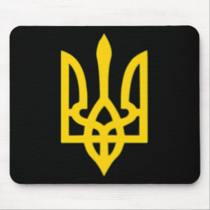 Small Ukrainian Coat Of Arms Flag Symbol Sign Logo Mouse Pad