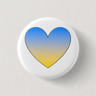 Small Ukrainian Flag Heart Motif Badge 1 Inch Round Button