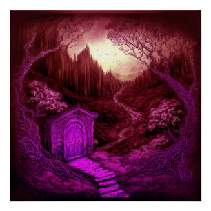Small Unique Cabin Set Along A Stream Poster