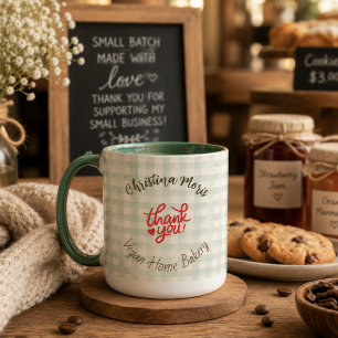 Small Vegan Home Bakery Business Thank You Pattern Mug