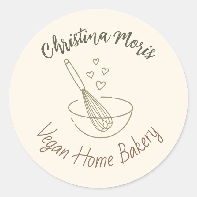Small Vegan Home Bakery Classic Round Sticker (Front)