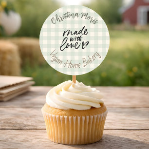 Small Vegan Home Bakery Made with Love Pattern Classic Round Sticker